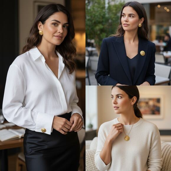 Chanel Collection 28 Turquoise Stone Gold Clip-On Earrings - Picture 2 of 7